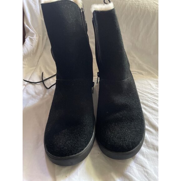 Koolaburra By Ugg Womens Shazi Short Black Boots US 8 Water-Resistant Suede Lace - Picture 7 of 12